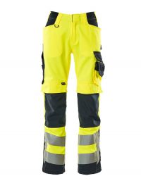 Strapazierfähige Warnschutzhose in Gelb-Schwarzblau